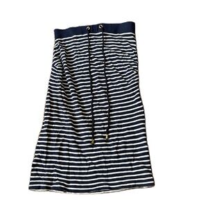 Baraschi Yoana Anthropologie Navy Blue White Striped Skirt XS Waist Tie Maxi
